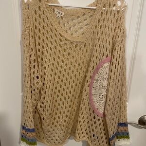 POL Women's Beige Crochet Sweater